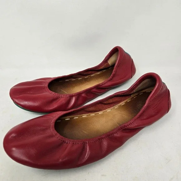Tieks by Gavrieli Cardinal Red Leather Ballet Flats Size 9 Signature Teal Sole - Picture 5 of 16
